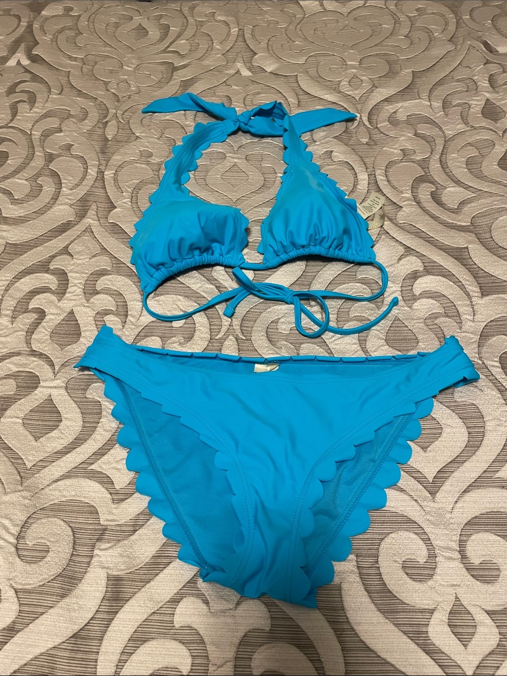 GB Turquoise Scalloped Triangle Bikini Size Large